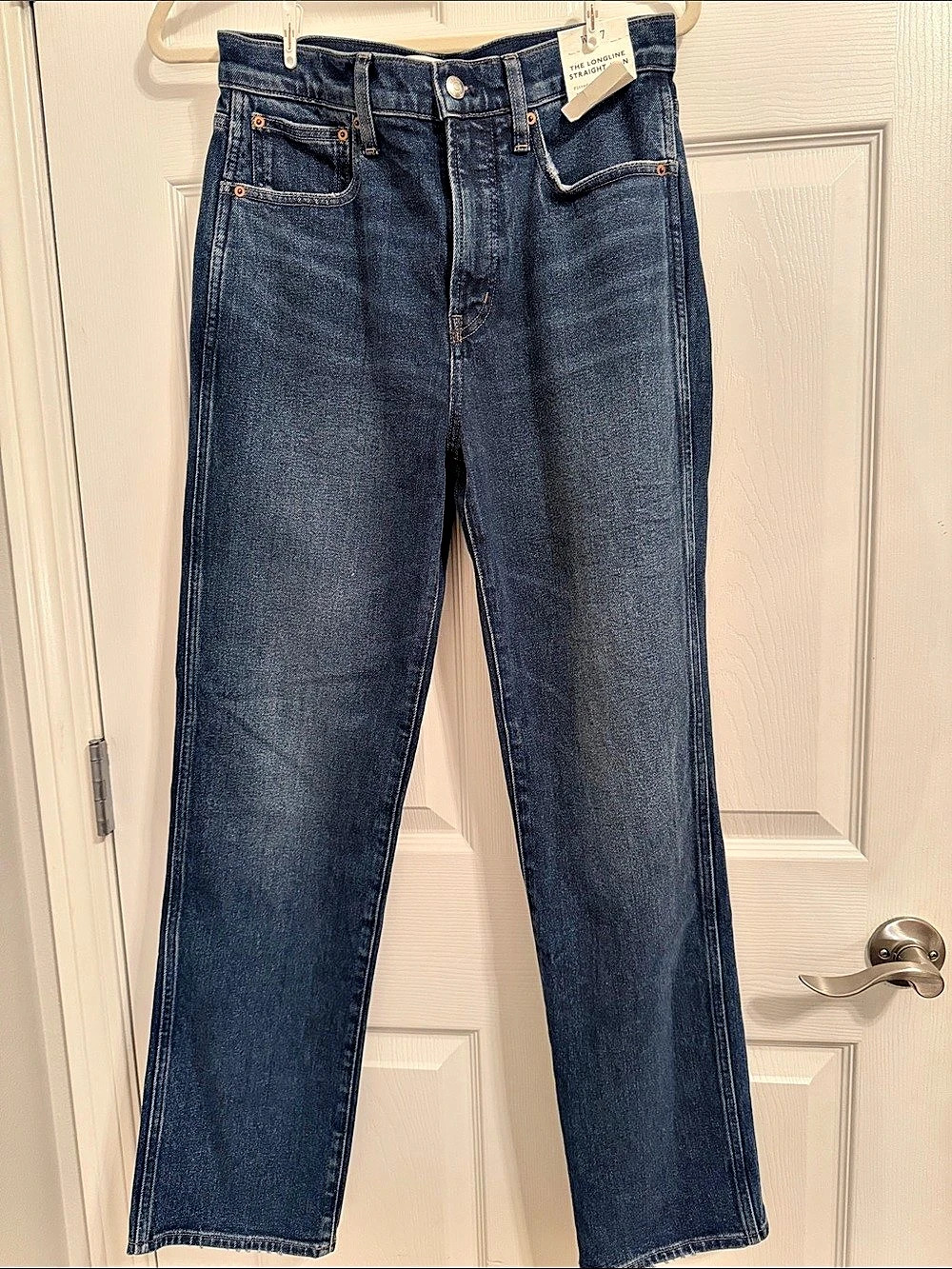 Madewell The Longline Straight Jean Straight Leg Jeans Blue Waist 27 NWT